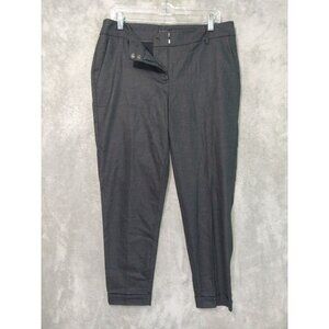 Eileen Fisher Pants Womens 10 Gray Wool Slim Taper Leg Trouser Cuffed Stretch